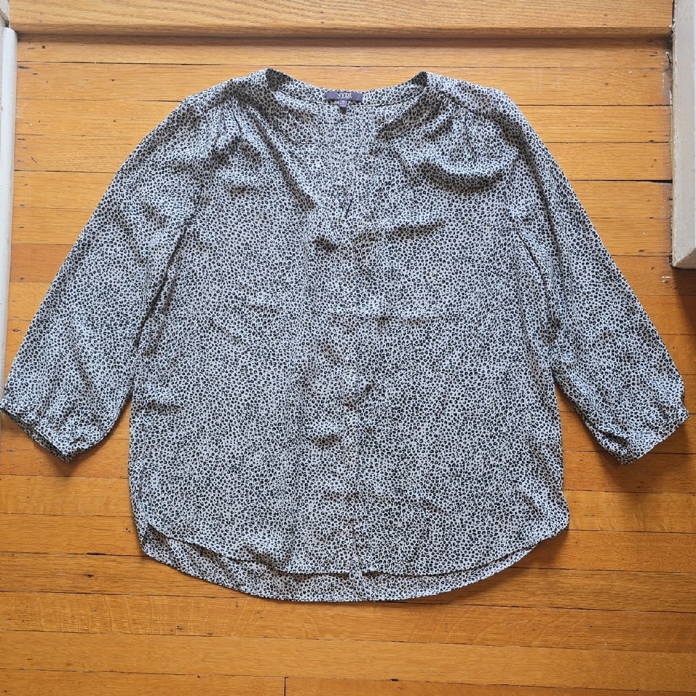 NYDJ, Pintuck Blouse, Leopard Print, 3/4 Sleeves, EUC, Women's M